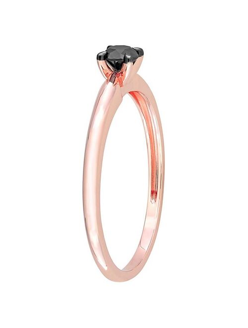 Stella Grace 14k Rose Gold 1/4 Carat T.W Round Cut Black Diamond Solitaire Engagement Ring