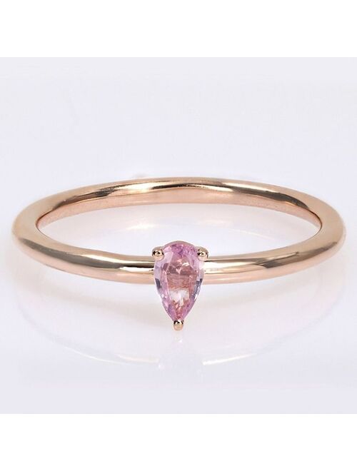 Stella Grace 10k Rose Gold Pear Shaped Pink Sapphire Stackable Ring