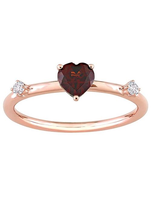 Stella Grace 10k Rose Gold Heart Garnet & White Topaz Stackable Ring