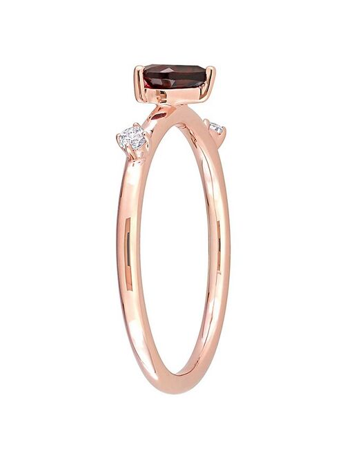 Stella Grace 10k Rose Gold Heart Garnet & White Topaz Stackable Ring