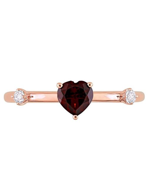 Stella Grace 10k Rose Gold Heart Garnet & White Topaz Stackable Ring