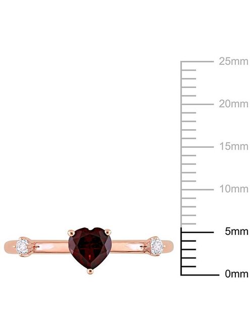 Stella Grace 10k Rose Gold Heart Garnet & White Topaz Stackable Ring