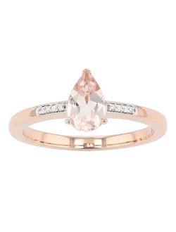 Gemminded 10k Rose Gold Teardrop Morganite Ring with Diamond Accent