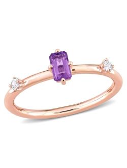 Macy's 10K Rose Gold Amethyst and White Topaz Stackable Ring