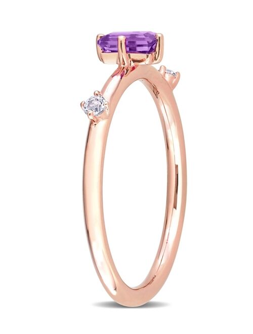 Macy's 10K Rose Gold Amethyst and White Topaz Stackable Ring