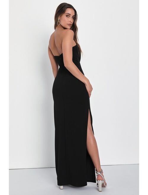 Lulus Elaborate Excellence Black Strapless Bodycon Maxi Dress