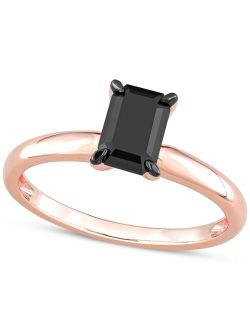 Macy's Black Diamond Emerald-Cut Solitaire Engagement Ring (1 ct. t.w.) in 14k Rose Gold