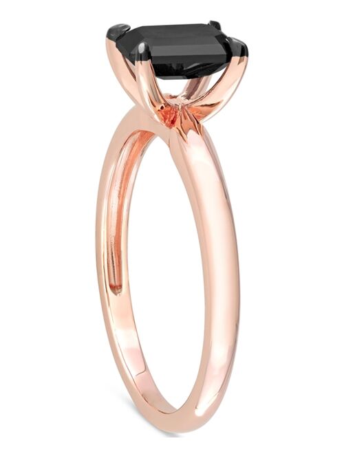 Macy's Black Diamond Emerald-Cut Solitaire Engagement Ring (1 ct. t.w.) in 14k Rose Gold