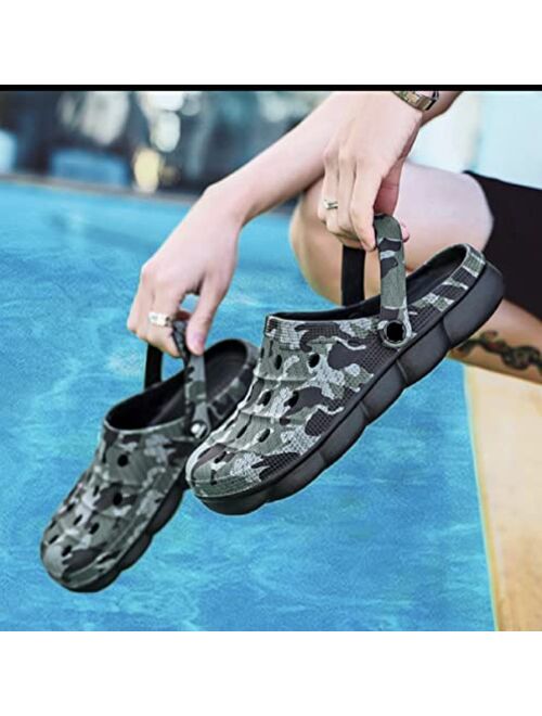 Shoes8teen Mens Camo Athletic Sports Clogs Slip-On with Adjustable Back Strap