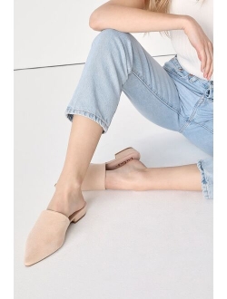 Lorene White Pointed-Toe Mules
