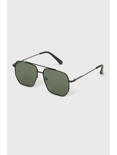 Lulus Audacious Aesthetic Black Aviator Wire Sunglasses
