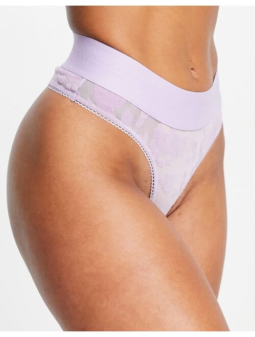 ASOS DESIGN cowboy flocked high waisted thong in lilac