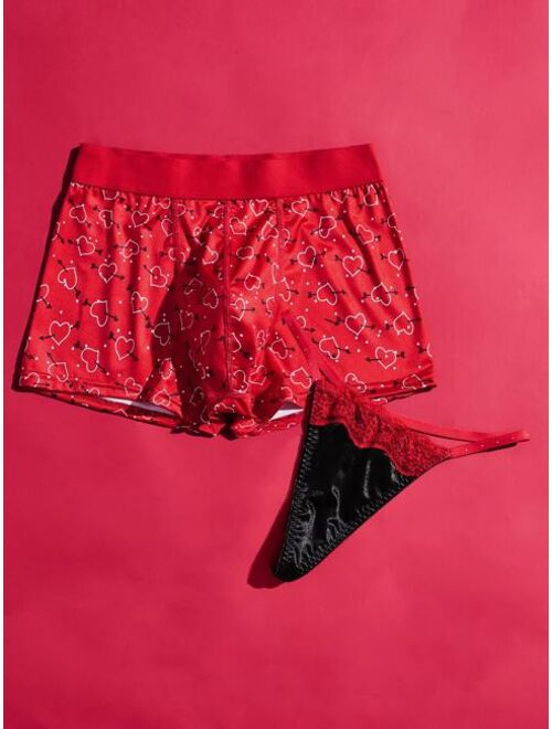 Shein Men 1pc Heart Print Boxer Brief