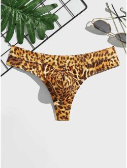 Men Leopard Print Thong
