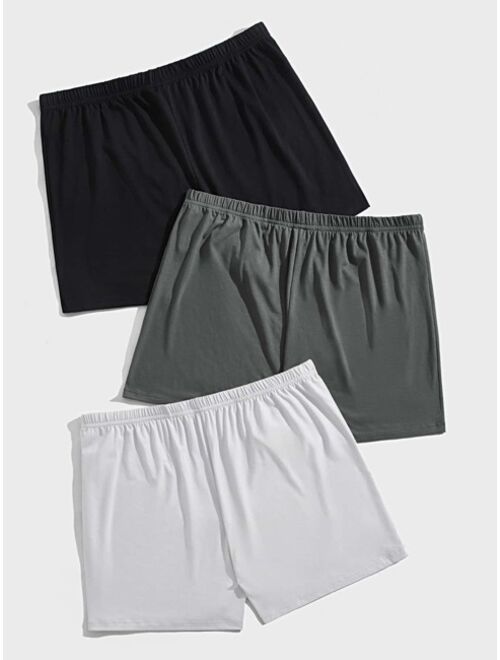 Shein Extended Sizes Men 3pcs Solid Elastic Waist Boxer Brief