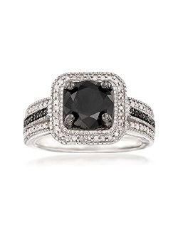 2.00 ct. t.w. Black and White Diamond Ring in Sterling Silver. Size 5