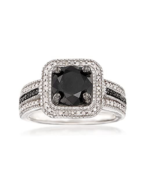 Ross-Simons 2.00 ct. t.w. Black and White Diamond Ring in Sterling Silver. Size 5