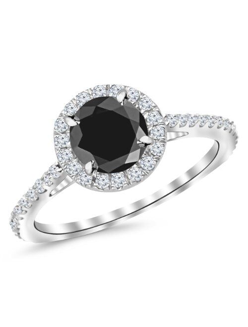 Houston Diamond District 1.4 Carat 14K White Gold Twisting Infinity Gold Diamond Engagement Ring w/ 1 Carat Blue Diamond
