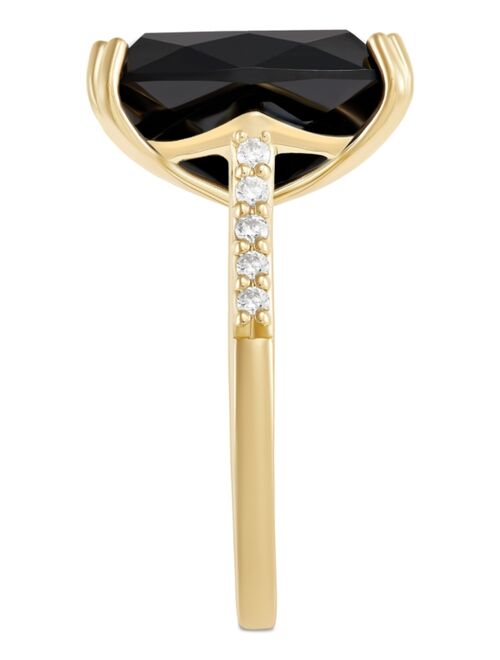 MACY'S Onyx (7-1/2 ct. t.w.) and Cubic Zirconia Statement Ring in 14k Gold-Plated Sterling Silver