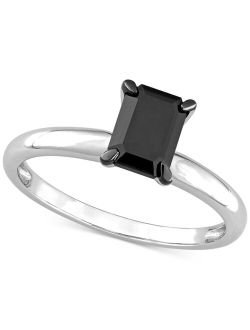 MACY'S Black Diamond Emerald-Cut Solitaire Engagement Ring (1 ct. t.w.) in 14k White or Yellow Gold