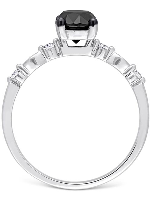 MACY'S Black Diamond (1 ct. t.w.) & White Diamond Accent Engagement Ring in 14k White Gold