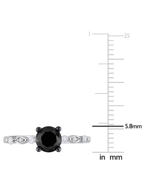 MACY'S Black Diamond (1 ct. t.w.) & White Diamond Accent Engagement Ring in 14k White Gold