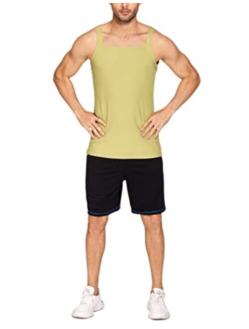 COOFANDY Men's 2 Pack G-Unit Tank Tops Square Cut Cotton Undershirts Workout Ribbed A Shirts