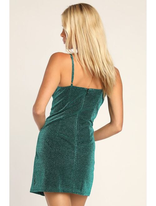 Lulus Vamped Up Turquoise Sparkly Sleeveless Homecoming Mini Dress
