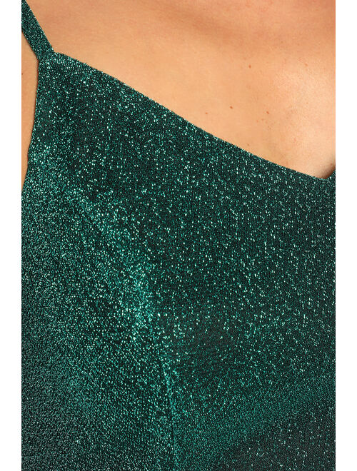 Lulus Vamped Up Turquoise Sparkly Sleeveless Homecoming Mini Dress