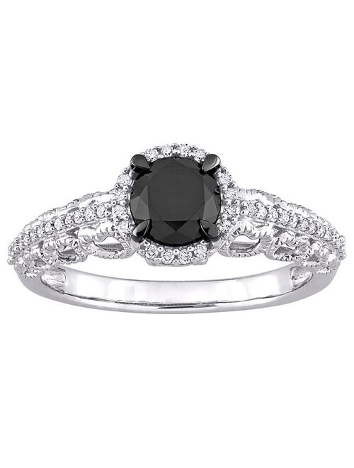 Stella Grace 1 1/8 Carat T.W. Black & White Diamond Halo Filigree Engagement Ring