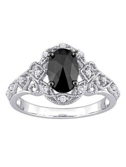 Stella Grace 10k White Gold 1 1/8 Carat T.W. Black & White Diamond Vintage Engagement Ring