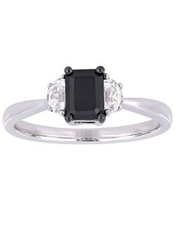 Stella Grace 10k White Gold 3/4 Carat T.W Black Diamond & White Sapphire Engagement Ring