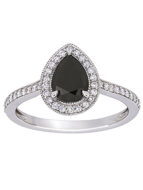 Stella Grace 10k White Gold 1 1/4 Carat T.W. Black & White Diamond Teardrop Engagement Ring