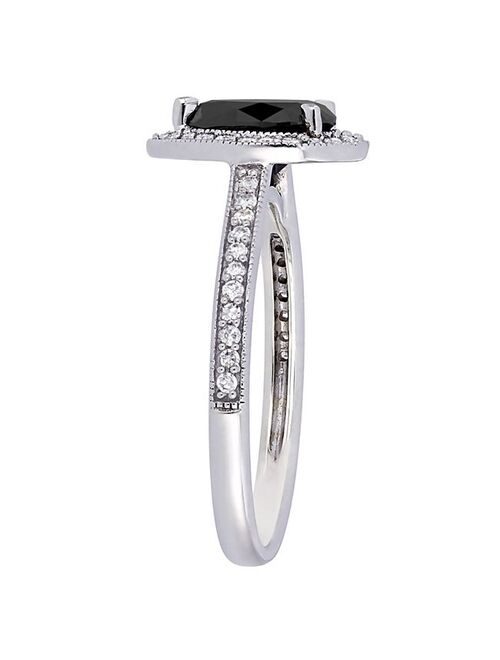 Stella Grace 10k White Gold 1 1/4 Carat T.W. Black & White Diamond Teardrop Engagement Ring