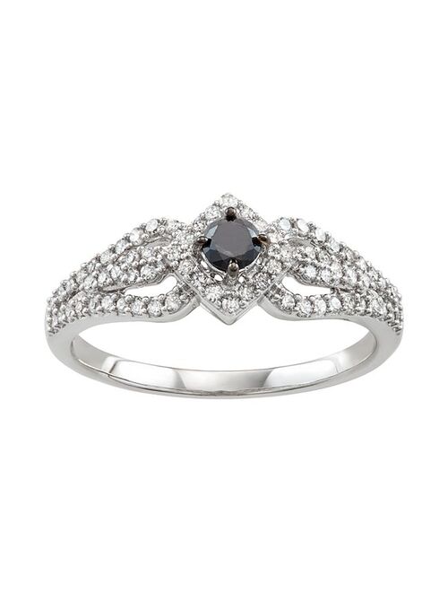 unbranded 14k White Gold 1/2 Carat T.W. Black & White Diamond Engagement Ring