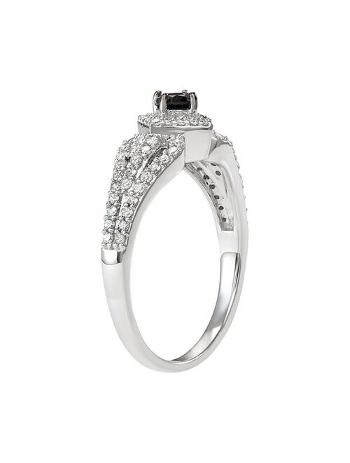 unbranded 14k White Gold 1/2 Carat T.W. Black & White Diamond Engagement Ring
