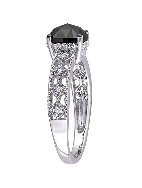 Stella Grace 10k White Gold 1 Carat T.W. Black & White Diamond Vintage Ring