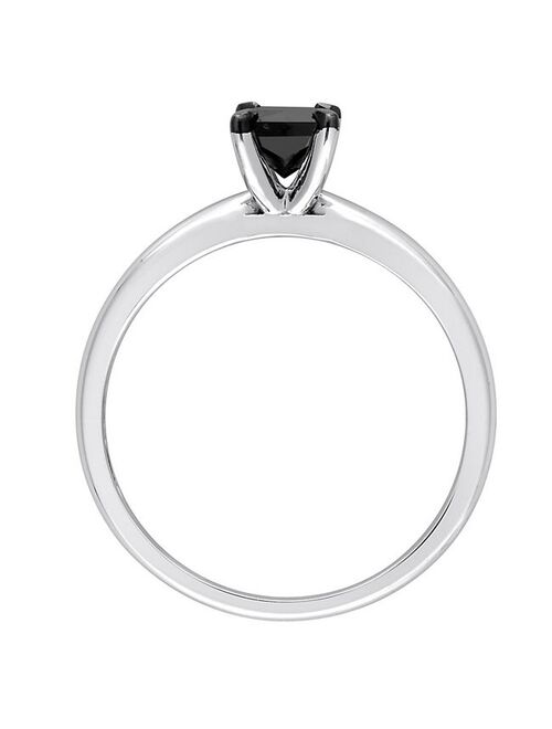 Stella Grace 14k White Gold 1/2 Carat T.W Princess Cut Black Diamond Solitaire Engagement Ring