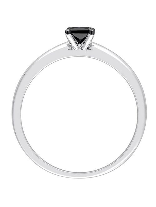 Stella Grace 14k White Gold 1/4 Carat T.W Princess Cut Black Diamond Solitaire Engagement Ring
