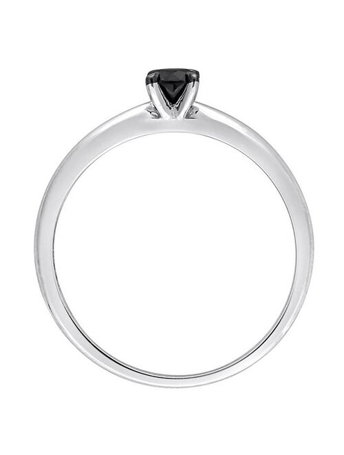 Stella Grace 14k White Gold 1/4 Carat T.W Round Cut Black Diamond Solitaire Engagement Ring