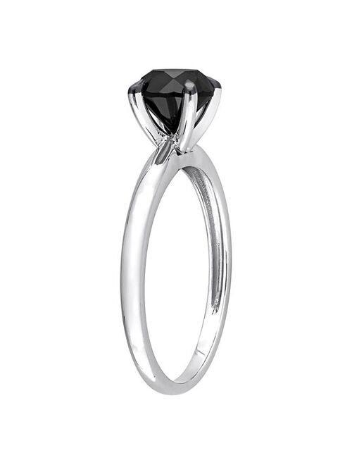Stella Grace 14k White Gold 1 1/2 Carat T.W. Round Black Diamond Solitaire Engagement Ring
