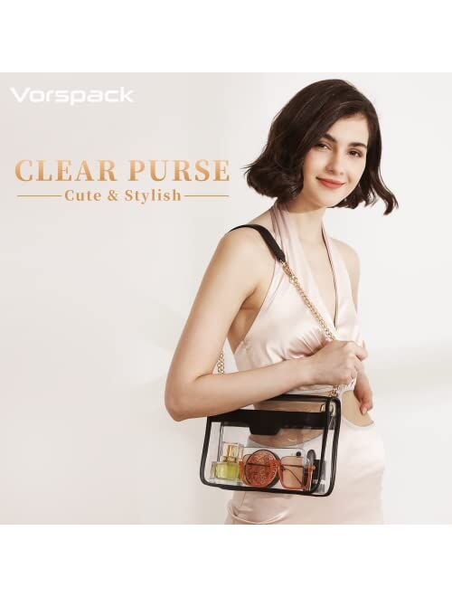 Vorspack Clear Purse Stadium Approved - Clear Bag for Women Clear Crossbody Bag for Sport Event Concert