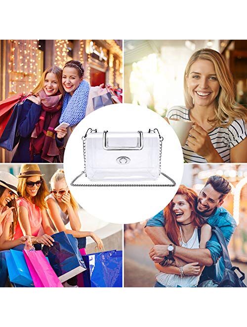 MOETYANG Womens Transparent Clutch Clear Purse Crossbody with Golden Chain Strap PGA Stadium Approved Bags