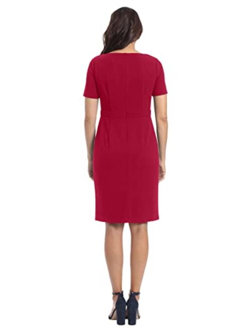 London Times Women's Polished Sheath Dress with Bow Detail Career Office Event Occasion Guest of