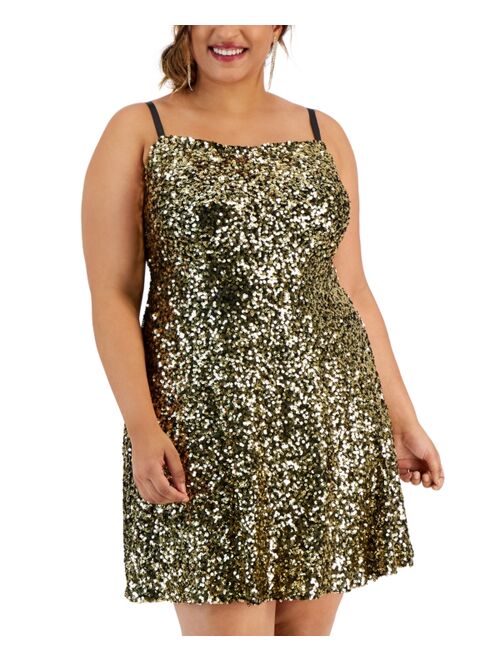 B DARLIN Trendy Plus Size Sequined A-Line Dress