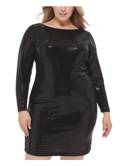 CALVIN KLEIN Plus Size Sequined Cowl-Back Sheath Dress