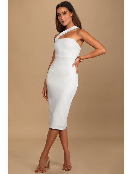 Lulus Hold Your Attention Ivory One-Shoulder Sleeveless Midi Dress