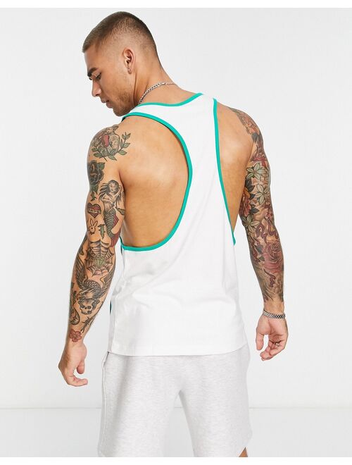 ASOS DESIGN relaxed tank top in white with sports front print