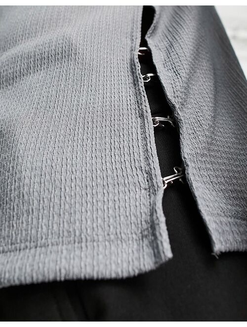 ASOS DESIGN relaxed tank top in gray texture with side buckles