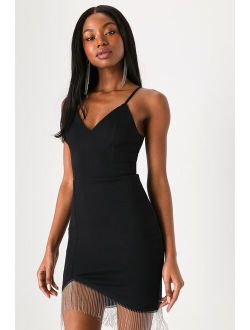 Thrilling Appeal Black Fringe Bodycon Mini Homecoming Dress